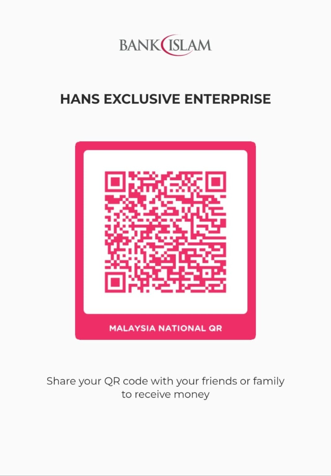 QR bayaran Bank Islam HANS EXCLUSIVE ENTERPRISE